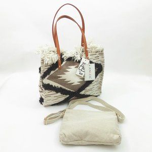 Jen & Co. Madison Handwoven Bag in a Bag Handwoven Tote & Smaller Crossbody Bag